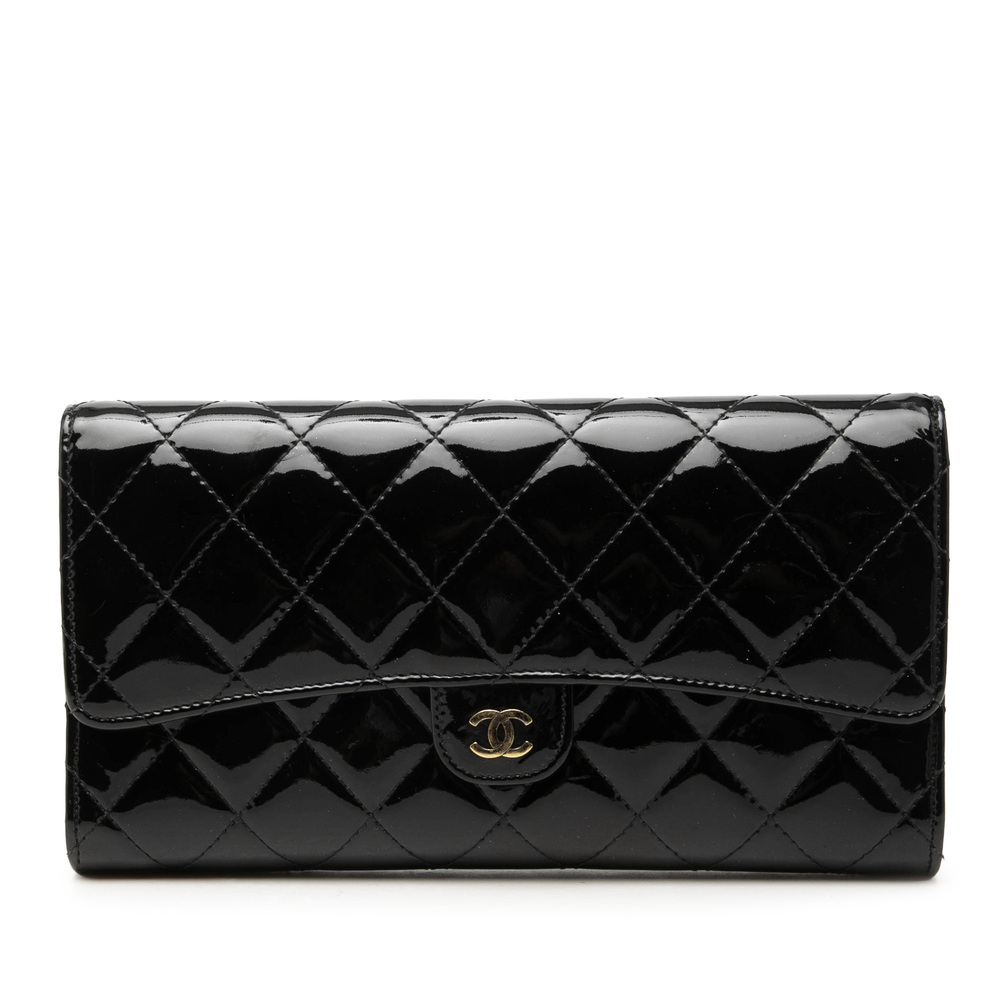 Pre-Loved Chanel CC Quilted Patent Classic Flap Long Wallet